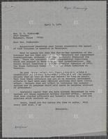 Letter from Jack Brooks to constituent, April 3, 1973