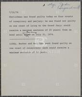 Note on Erlichman, Liddy, Barker, and Martinez sentencings, July 12, 1974