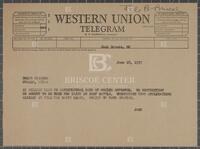 Telegram from Jack Brooks to Dolph Briscoe, Jr., June 28, 1957