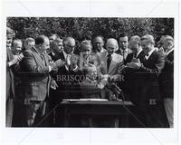 Photograph of Jack Brooks with Jimmy Carter, August 4, 1977