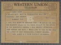 Telegram from Carl Albert to Jack Brooks, November 20, 1961