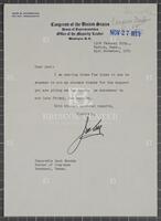 Letter from John McCormack to Jack Brooks, November 24, 1961