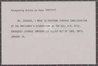 Postponing action on veto, January 23, 1990