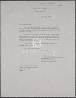 Letter from the Curatorial Assistant, Office of the Curator, the White House, to Jack Brooks, July 28, 1977