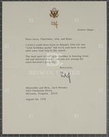 Note from Lyndon B. Johnson to Jack Brooks, August 28, 1970