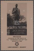 Program, Unveiling of the statue of U.S. Congressman Jack Brooks, August 14, 1989, Lamar University, Beaumont