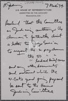 Handwritten draft of a resolution, March 7, 1974
