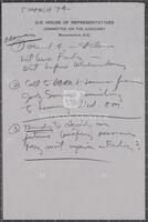 Handwritten notes from Judiciary Committee meeting, March 5, 1974