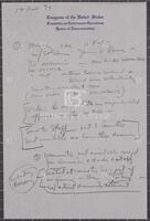Handwritten notes, February 14, 1974