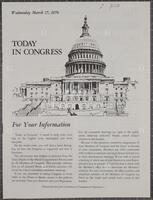 Wednesday, March 17, 1976, Today in Congress, Prepared by the Joint Committee on Congressional Operations