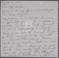 Letter from a San Antonio city councilman to Jack Brooks, March 10, 1976