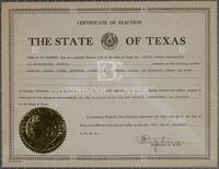 Certificate of Election, State of Texas, November 19, 1954