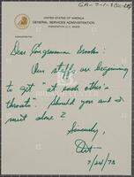 Note from Arthur Sampson to Jack Brooks, July 24, 1973