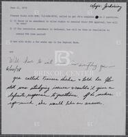 Staff note to Jack Brooks, June 21, 1978 - June 22, 1978