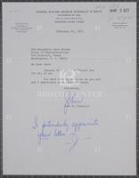 Letter from John Connally to Jack Brooks, February 26, 1973