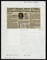 "Annette Strauss, mayor of Dallas during turbulent times, dies at 74"