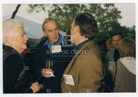Ann Richards, Bernard Rapoport, and Kirk Watson talking at reception