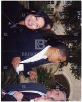 Barack Obama speaks with Bernard and Audre Rapoport at reception