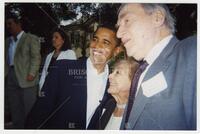 Barack Obama posing with Bernard and Audre Rapoport
