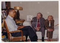 Barack Obama talking with Bernard and Audre Rapoport