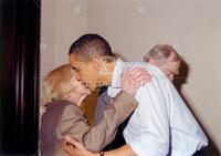 Barack Obama hugging Audre Rapoport