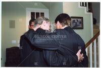 Bernard Rapoport embraces John Edwards at an Edwards presidential campaign event