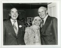 Bernard and Audre Rapoport posing and laughing with Alan Cranston
