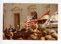Anwar Sadat, Jimmy Carter, and Menachem Begin at Egypt/Israel Peace negotiations