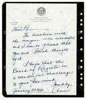 Letter to Bernard Rapoport from Ann Richards