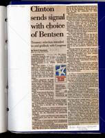 "Clinton sends signal with choice of Bentsen"