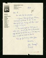 Letter to Bernard Rapoport from John Cavanagh