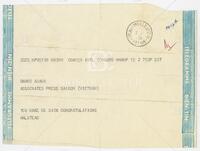 Telegram to Eddie Adams from Dirk Halstead