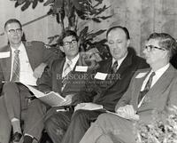 Professor Harlan J. Smith of Astronomy, Professor F. W. De Wette of Physics, Vice Chancellor E.D. Walker of the University of Texas System, and Professor Robert H. Dicki, Department of Physics of Princeton University representing the National Science Foun