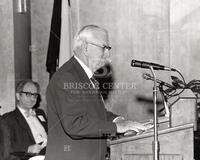 Professor R. L. Wilder of Santa Barbara, California, at the microphone; seated at the rear is Professor Gillman of Texas. (7)