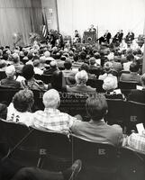 Professor Leonard Gillman at the microphone with view of the audience. (17)