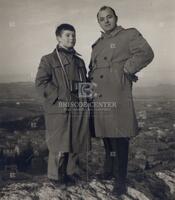 At the château of Vaison-la-Romaine (cold weather). C. Truesdell III with C. Truesdell IV