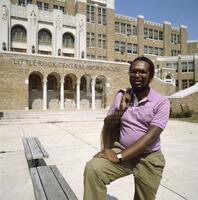 Little Rock, 25th Anniversary for graduation class of Little Rock Central High School. Ernest Green, first black to graduate after President Eisenhower sent in the 101st Airborne to enforce Supreme Court rule, July 30, 1983