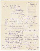 Handwritten letter from Charley Mayr (?) to Dr. C. P. Boner, "V. P. Texas U., Austin"