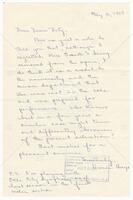 Handwritten letter from Vivian Hays to Dean Doty