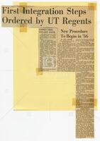 Austin American-Statesman: "First Integration Steps Ordered by UT Regents: New Procedure To Begin in ‘56"