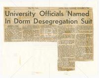 Daily Texan article: "University Officials Named In Dorm Desegregation Suit"