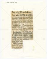 Daily Texan article: "Faculty Resolution To Seek Integration"