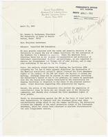 Letter from Roy M. Mersky, American Civil Liberties Union, to Dr. Norman H. Hackerman, UT President