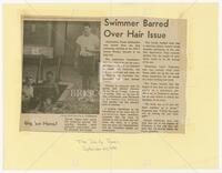 Clipping from the Daily Texan: "Swimmer Barred Over Hair Issue"