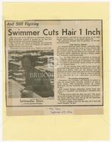 Clipping from the Daily Texan: "Swimmer Cuts Hair 1 Inch"