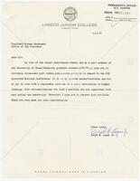 Letter from Ralph M. Logan, Jr., Laredo Junior College, to President Norman Hackerman