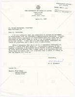 Letter from M. K. Woodward, UT School of Law, to President Hackerman regarding letter published in the Daily Texan