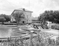 Photograph of Music building and surrounding landscape