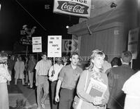 Photograph of protestors outside Roy's Lounge on a Tuesday night (pro civil rights)
