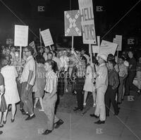 Photograph of protestors outside Roy's Lounge (against civil rights)